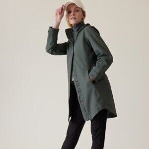 Athleta RainOut Sutro Long Trench in Bali Green